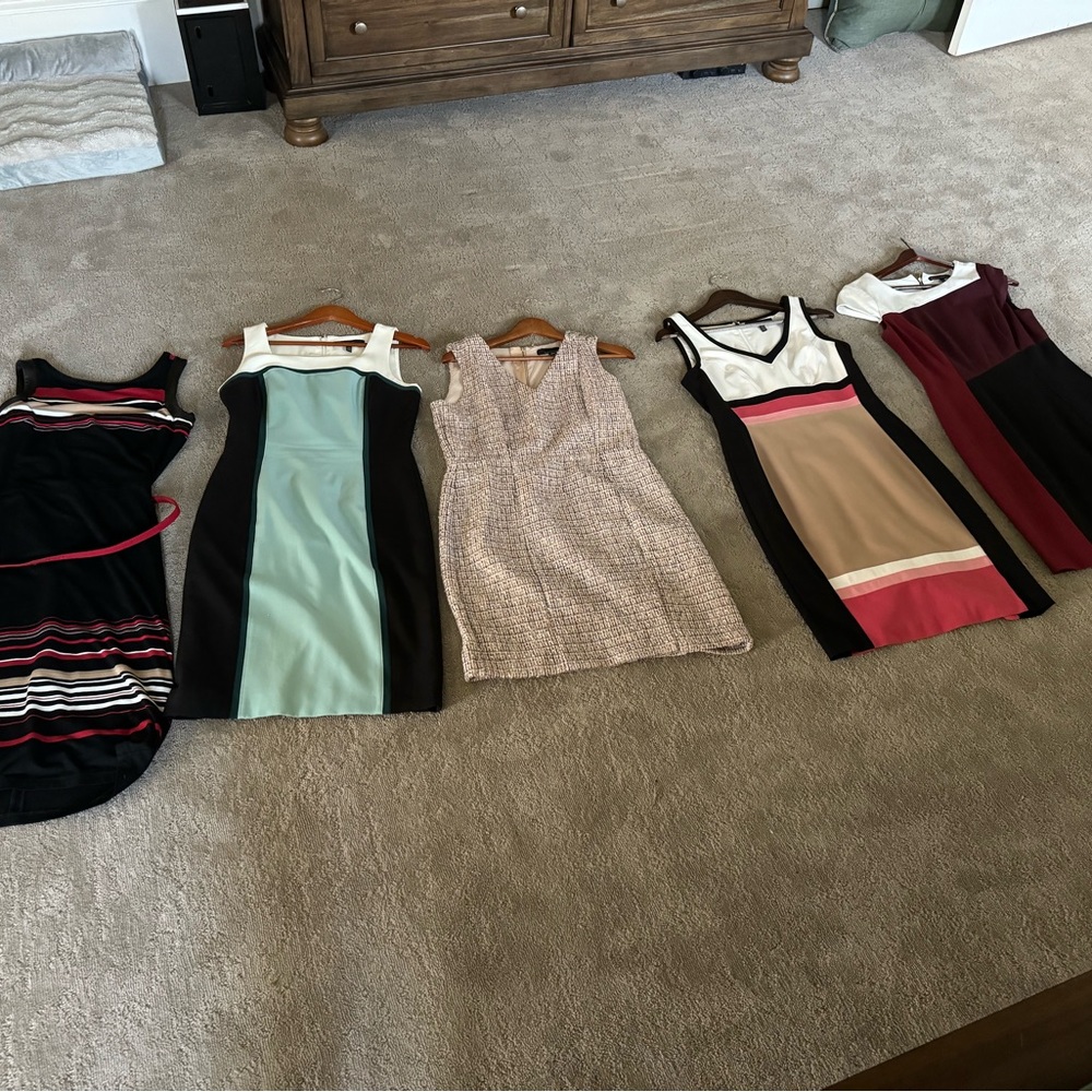 Lot of five (5) White House Black Market dresses. Size 8 and 6